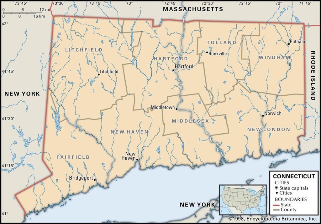 State Of Connecticut Counties And Historical Facts