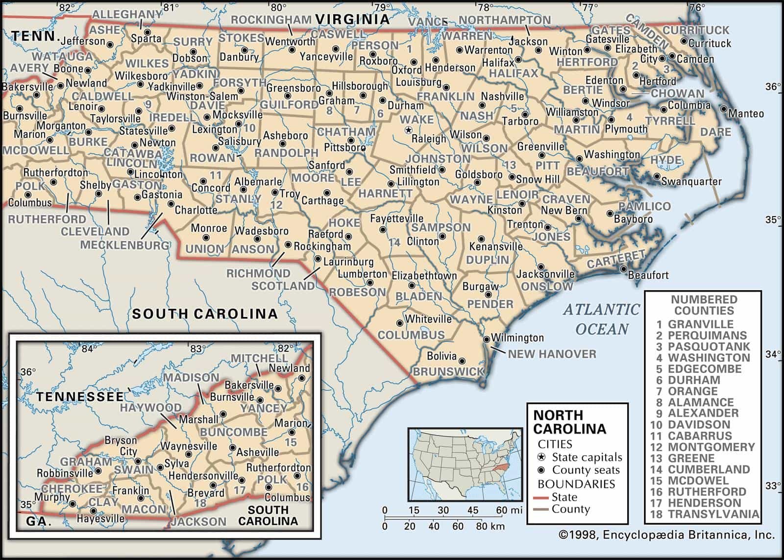 Alphabetical list of North Carolina Counties